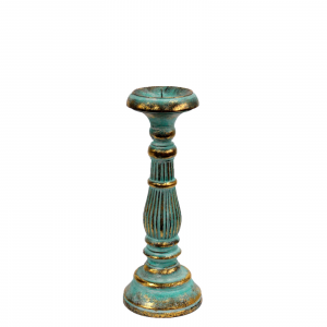quality-wood-candle-stand-holder-turquoise-gold-small-size