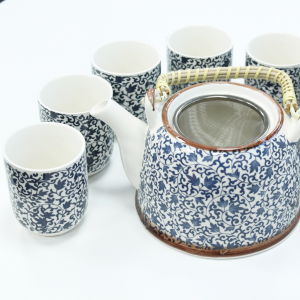 Blue-white-tea-pot-matching-6-cups-herbal-tea-teapot