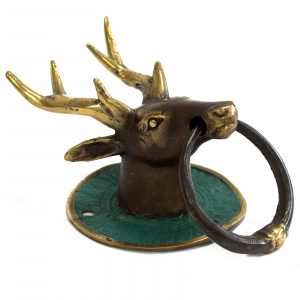 green-brown-gold-brass-stag-door-knocker