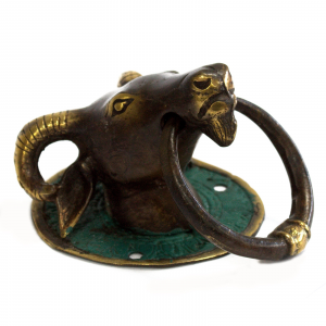 green-brown-gold-brass-ram-door-knocker