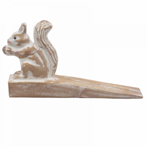 Country-cottage- squirrel-door-stop- hand-carved-rustic- sustainable-wood-
