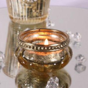 Round-Decorative-Gold- Tone-Tea-Light-Holder