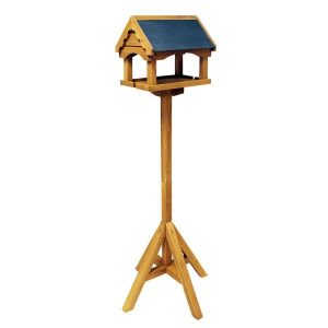 Slate-Roof-Bird-table- Feeder-Wood-Stand