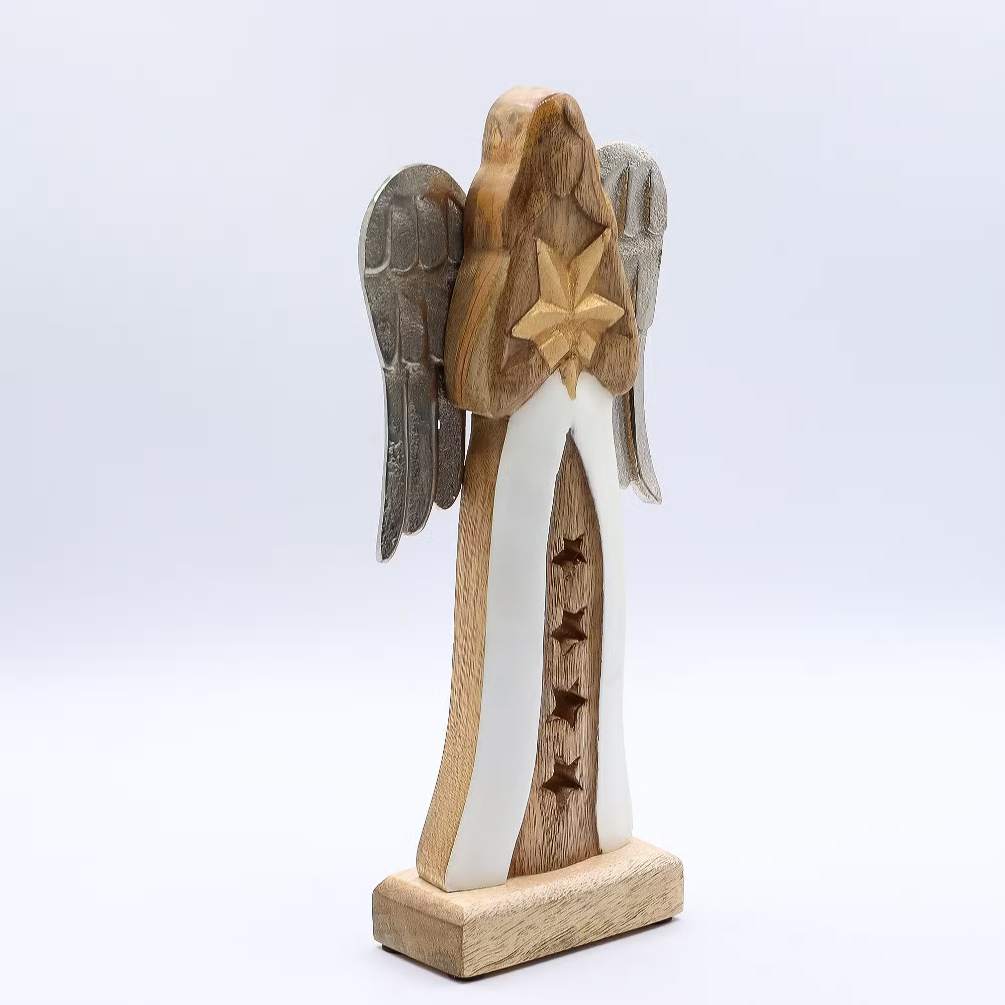 Mango Wood Star Angel Metal Tone Wings & Enamel Detail - Large - Image 2