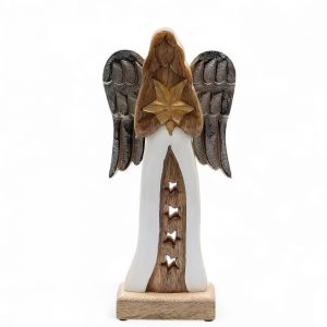 hand_carved_mango_wood_30_cm_angel_large_Christmas_golden_star_metal_wings_rustic_tradition_charm