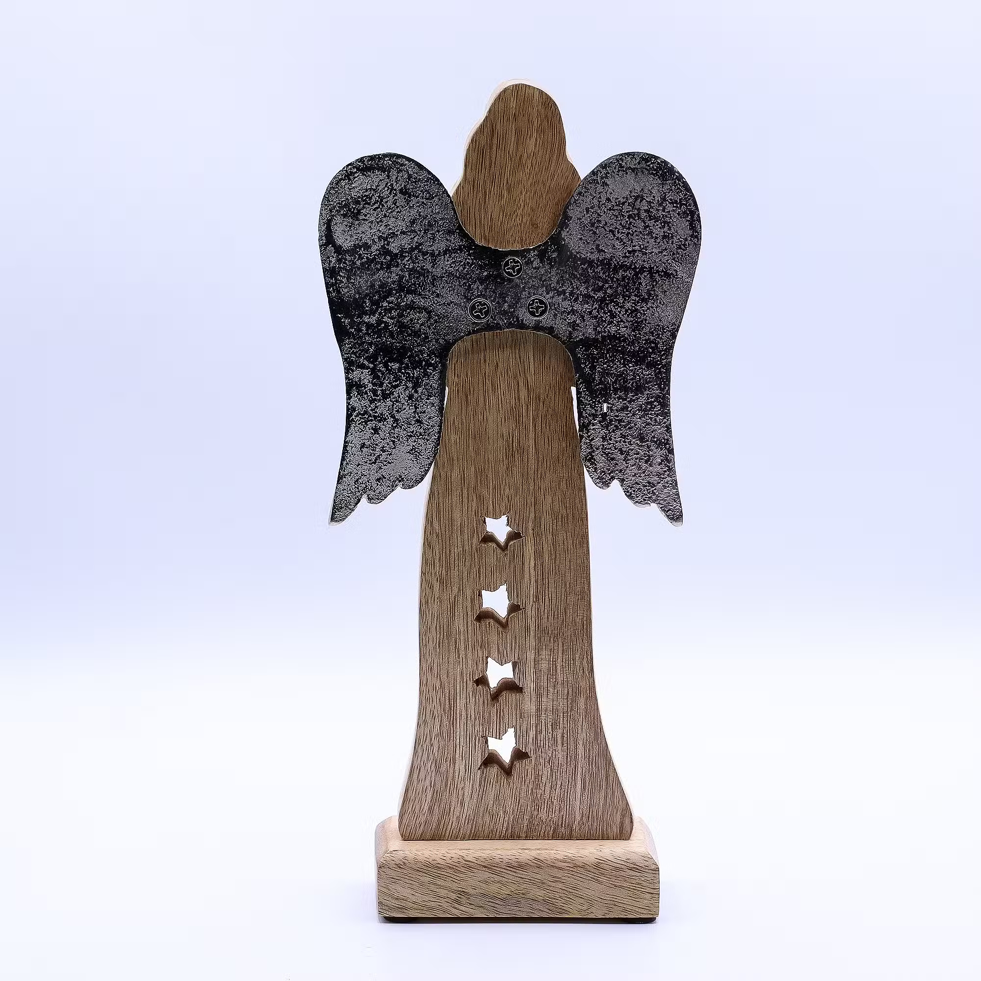Mango Wood Star Angel Metal Tone Wings & Enamel Detail - Large - Image 4