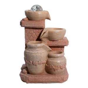 Mediterranean Cascading Pots Tabletop Water Feature