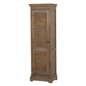 Tall Wood Cabinet with Door and Shelves