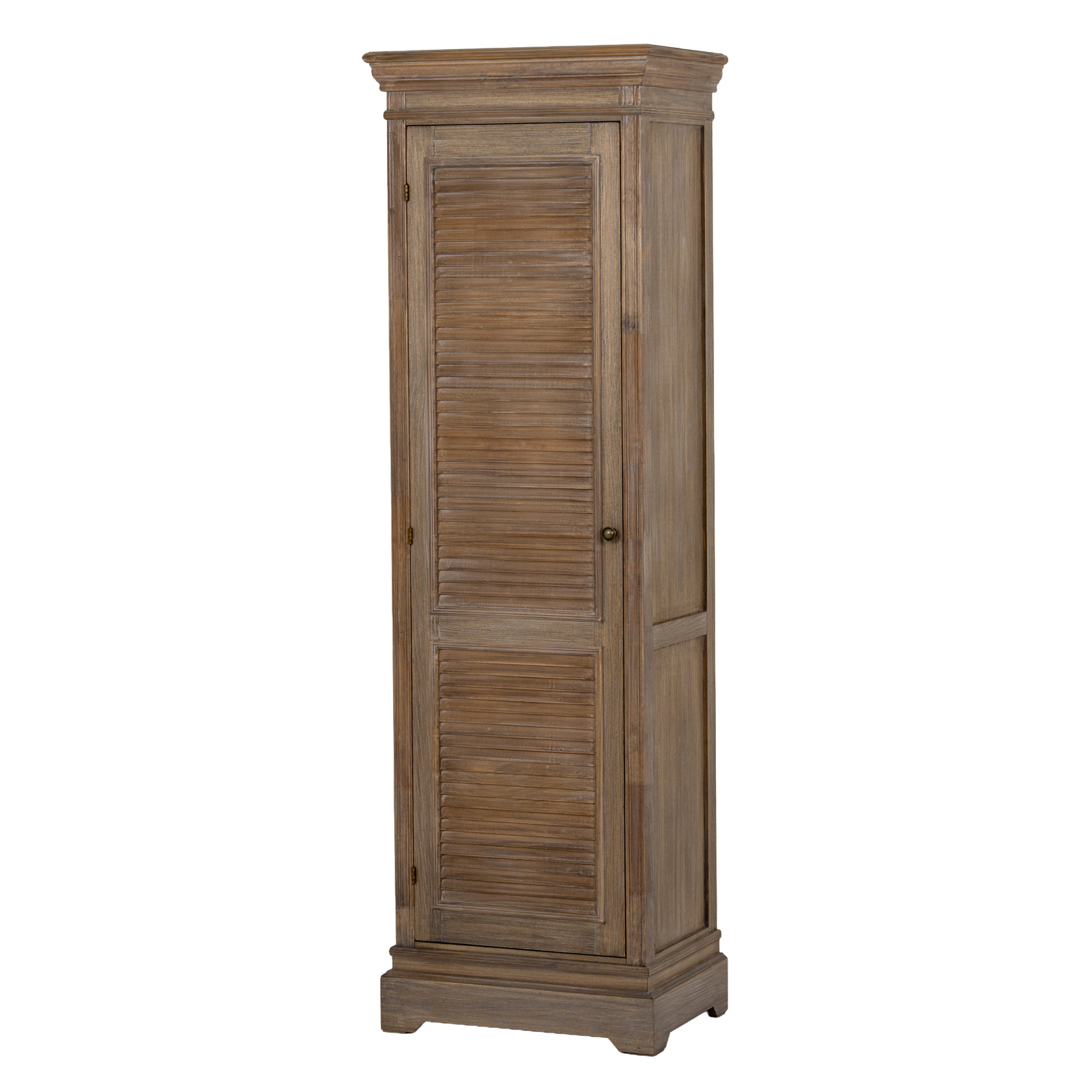 Tall Wood Cabinet with Door and Shelves